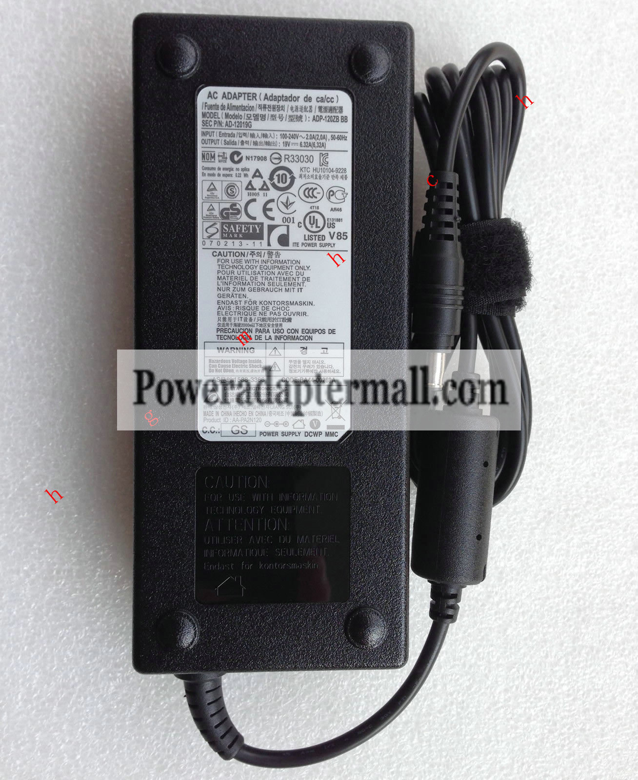 19V 6.32A Samsung DP700A3D ADP-120ZB BB AC Adapter Charger